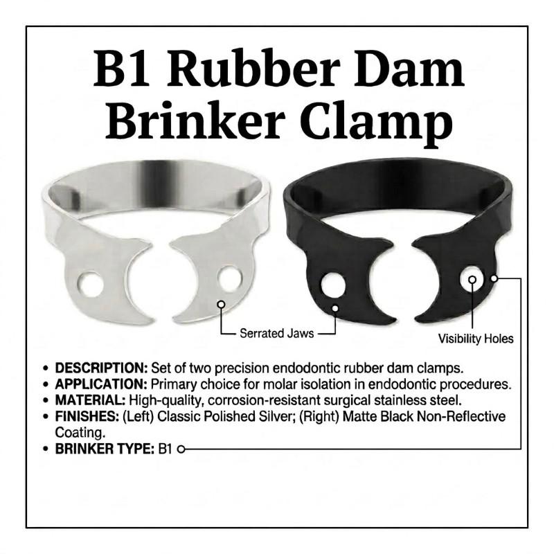 B1 Brinker Rubber Dam Clamp for Dental Isolation – Stainless Steel