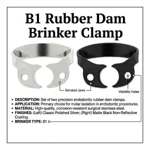 B1 Brinker Rubber Dam Clamp for Dental Isolation – Stainless Steel