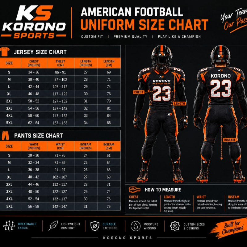 Custom American Football Uniforms | Premium Quality & Bulk Orders | KORONO SPORTS