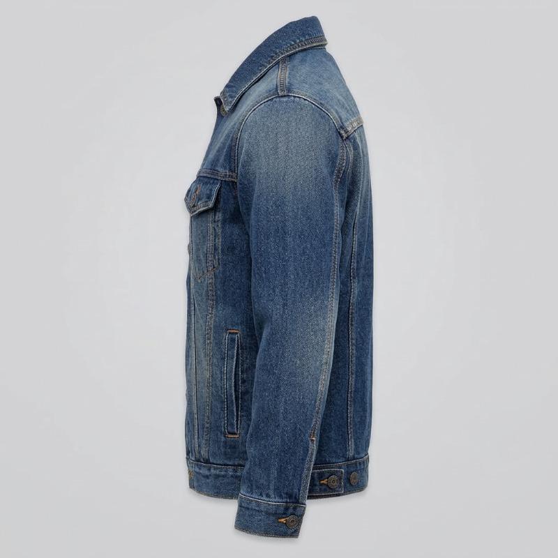 Premium Blue Denim Trucker Jacket with Custom Logo