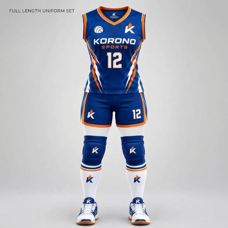 Premium Custom Volleyball Uniform Set – Royal Blue & Orange Performance Jersey