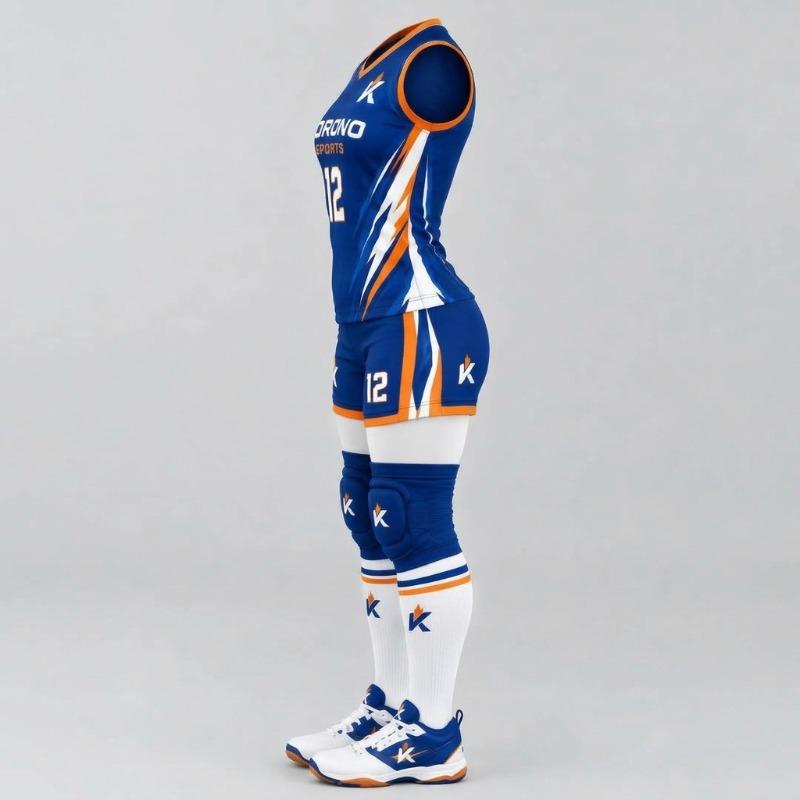 Premium Custom Volleyball Uniform Set – Royal Blue & Orange Performance Jersey