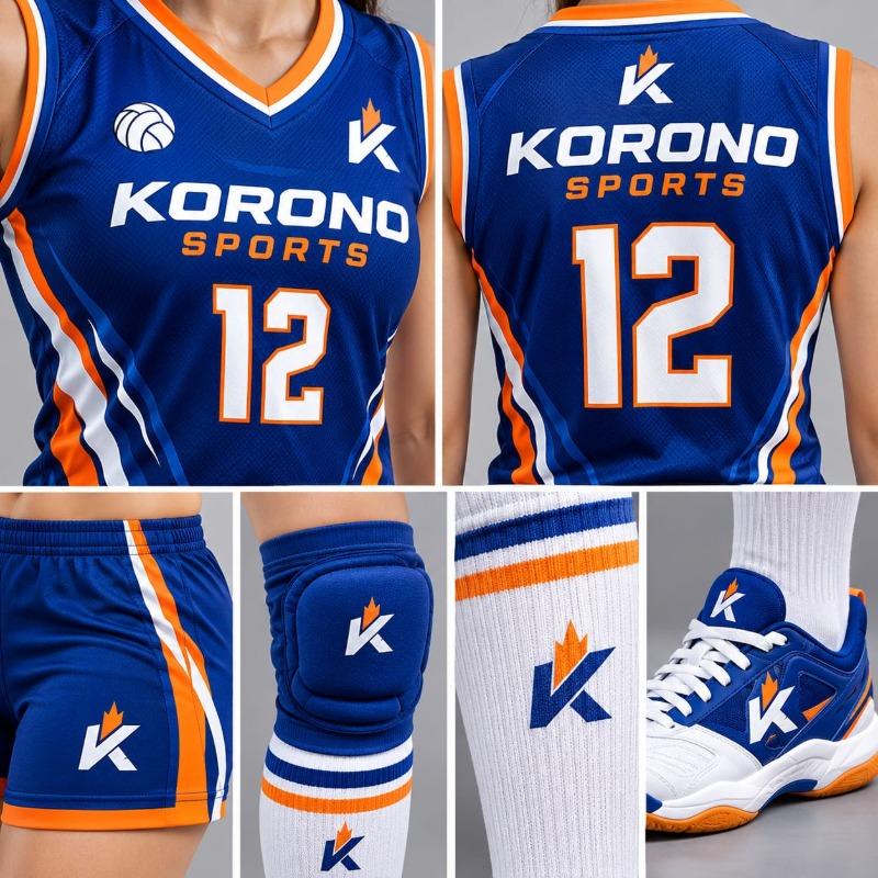 Premium Custom Volleyball Uniform Set – Royal Blue & Orange Performance Jersey