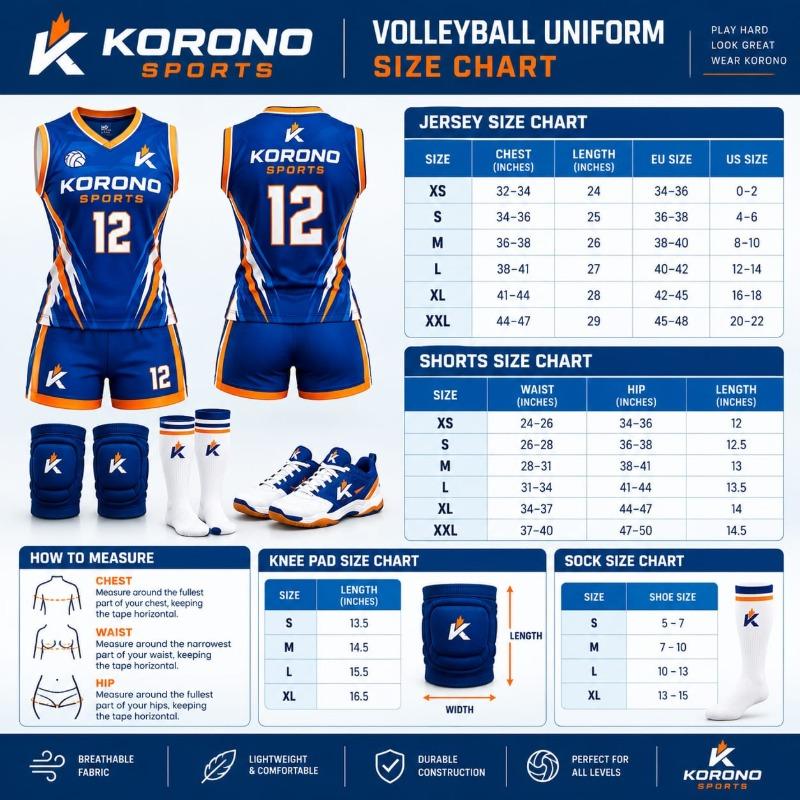 Premium Custom Volleyball Uniform Set – Royal Blue & Orange Performance Jersey