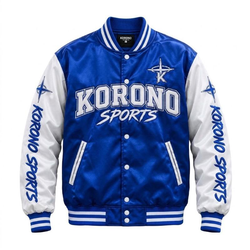 OEM/ODM Premium Satin Varsity Jacket, Custom Embroidered Sports Letterman Jacket with Snap Buttons | Custom Logo Satin Varsity Jacket Wholesale - Unisex Lightweight Bomber Jacket with Embroidery