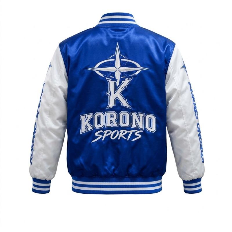 OEM/ODM Premium Satin Varsity Jacket, Custom Embroidered Sports Letterman Jacket with Snap Buttons | Custom Logo Satin Varsity Jacket Wholesale - Unisex Lightweight Bomber Jacket with Embroidery