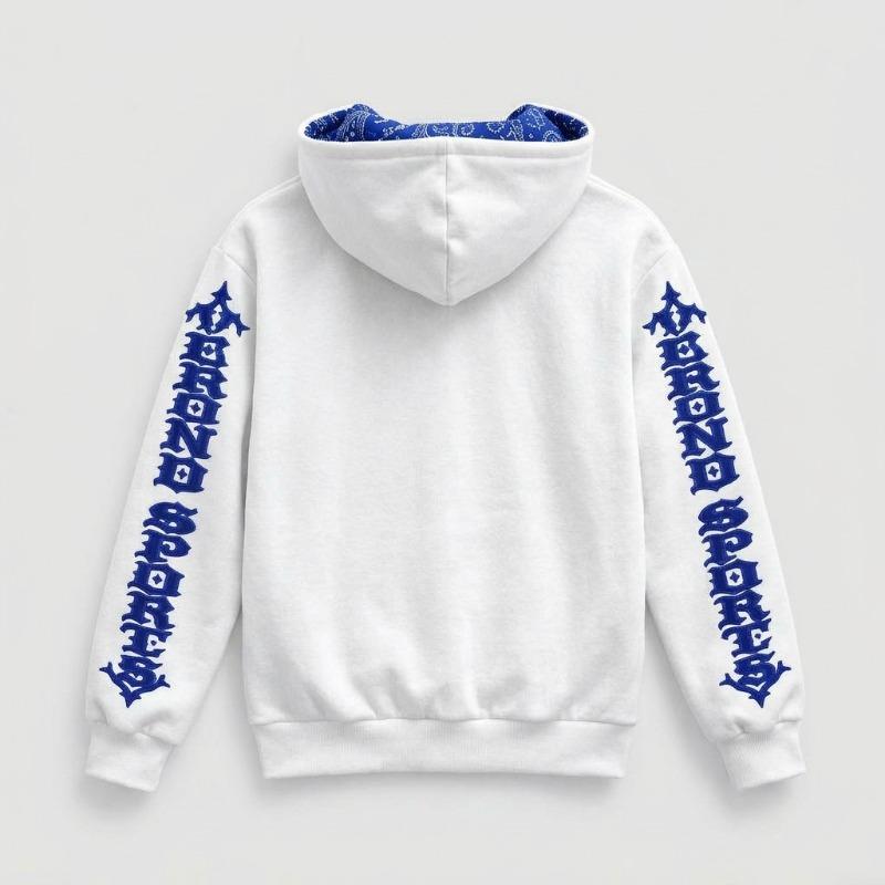 Wholesale Men’s Cotton Blend Full-Zip Hoodie – Graphic Sleeve Print & Contrast Paisley Hood Lining