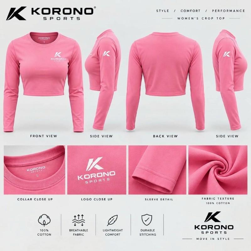 Custom 100% Cotton Long-Sleeve Crop Top – Wholesale Women's Basic Long-Sleeve Crop Tee