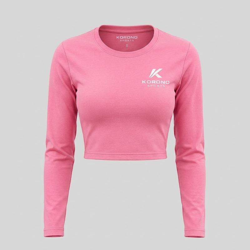 Custom 100% Cotton Long-Sleeve Crop Top – Wholesale Women's Basic Long-Sleeve Crop Tee