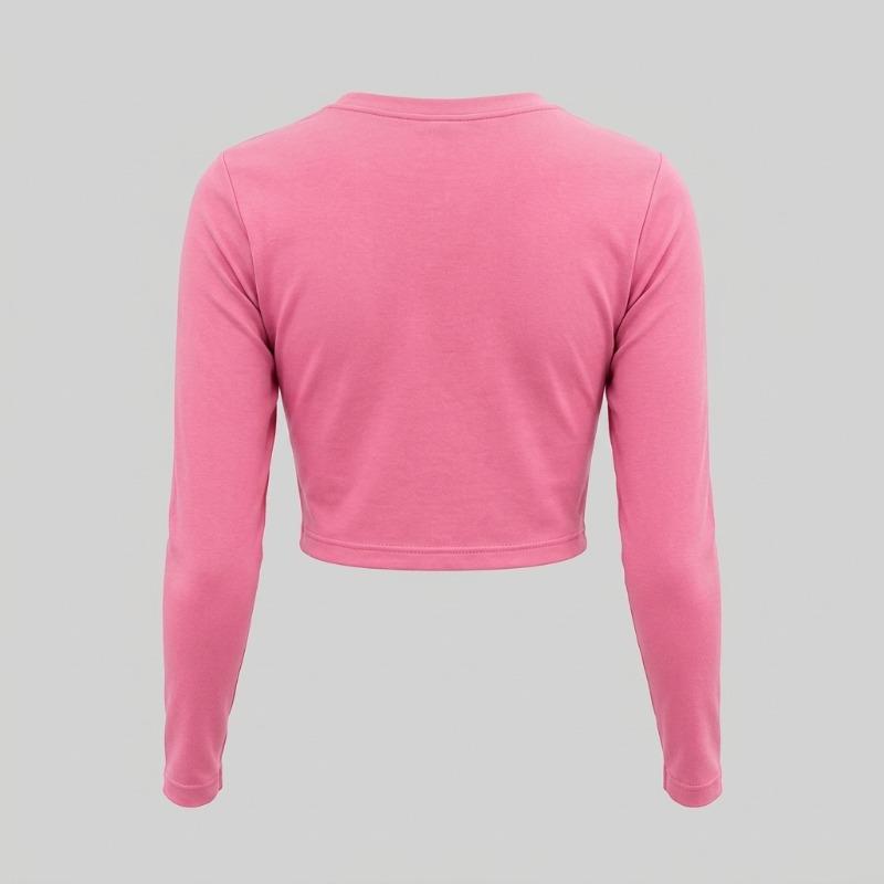 Custom 100% Cotton Long-Sleeve Crop Top – Wholesale Women's Basic Long-Sleeve Crop Tee