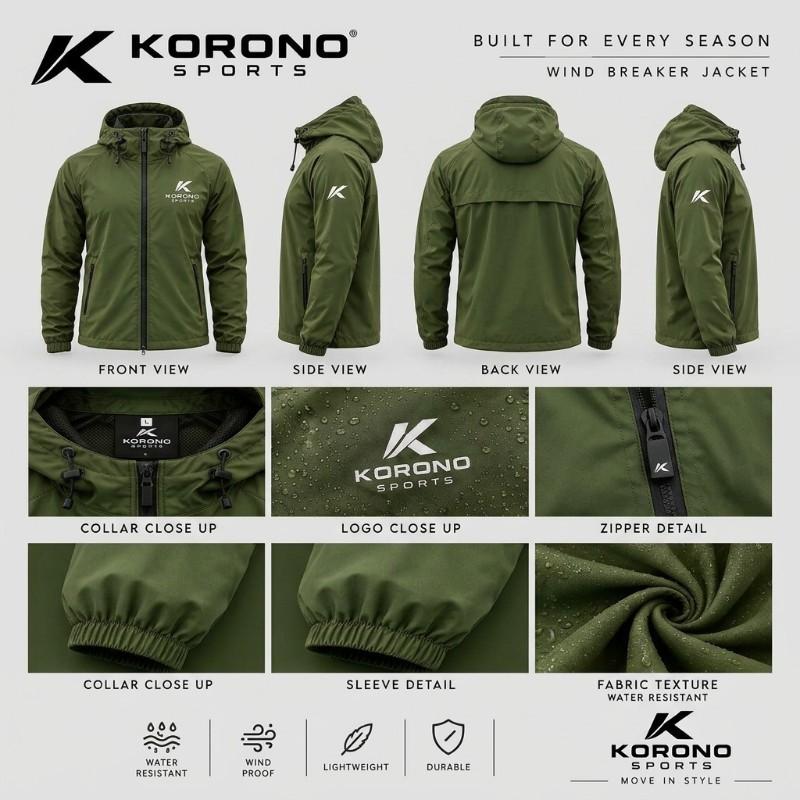 Custom Water-Resistant Windbreaker Jacket –  Wholesale Men's Full-Zip Windproof Hooded Jacket