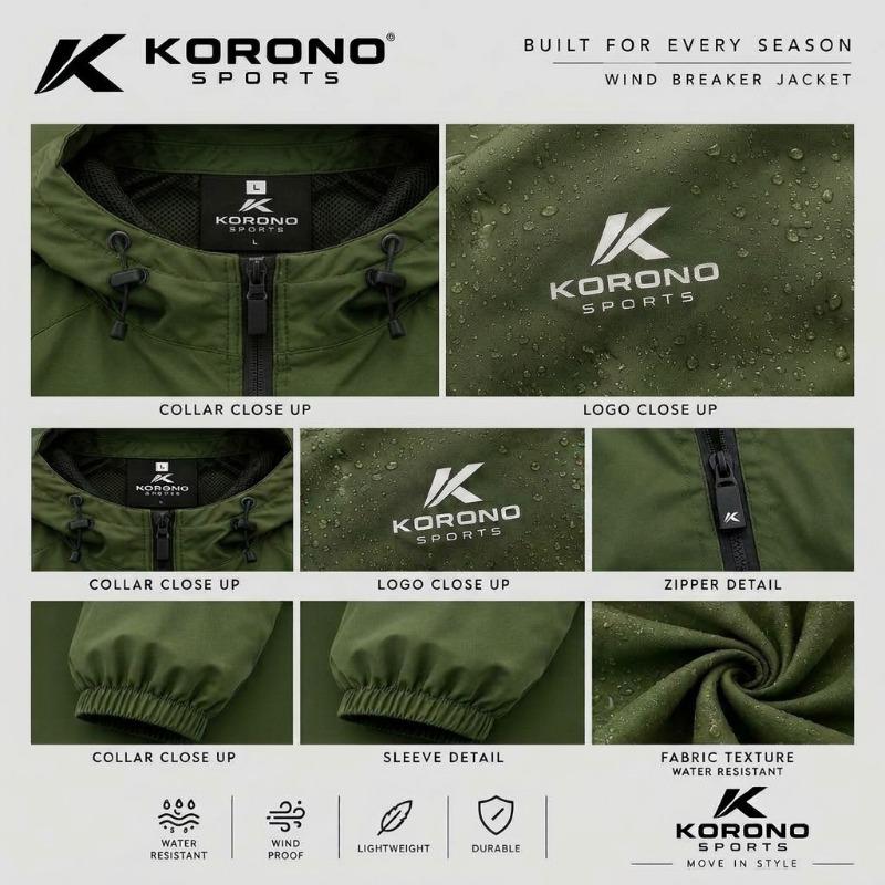 Custom Water-Resistant Windbreaker Jacket –  Wholesale Men's Full-Zip Windproof Hooded Jacket