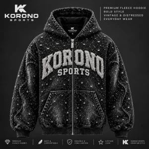 Premium Rhinestone Vintage Distressed Zip-Up Hoodie