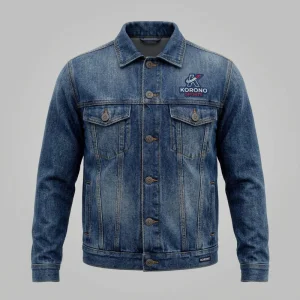 Premium Blue Denim Trucker Jacket with Custom Logo