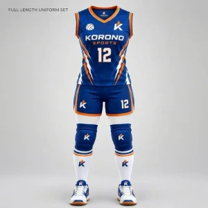 Premium Custom Volleyball Uniform Set – Royal Blue &amp; Orange Performance Jersey