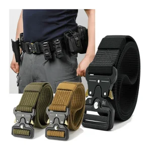 Tactical Belt – Heavy-Duty Military Nylon Belt with Quick-Release Metal Buckle for Police, Security &amp; Outdoor Use