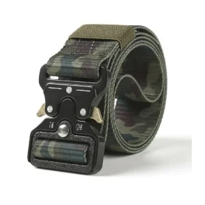 Camouflage Tactical Belt – Military Nylon Belt with Quick-Release Metal Buckle for Army, Police