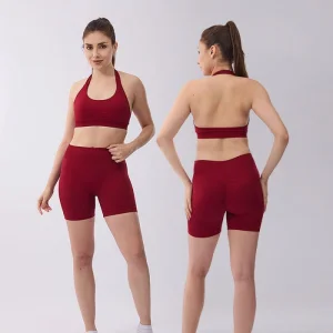 Seamless Halter Custom Athletic Gym Training 3 Pieces Contour Yoga Fitness Sportswear Workout Sets for Women