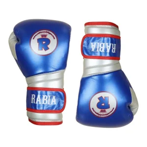 Genuine Leather Boxing Gloves with Multi-Layer Foam Padding Rabia Metallic Blue Edition