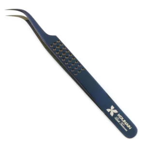 Professional Precision Pointed Tip Eyelash Tweezers J Shape Black Plasma