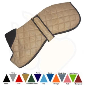 Waterproof Quilted Greyhound &amp; Whippet Jacket – Toslon Outer Shell, 150GSM Filling &amp; Fleece Lining