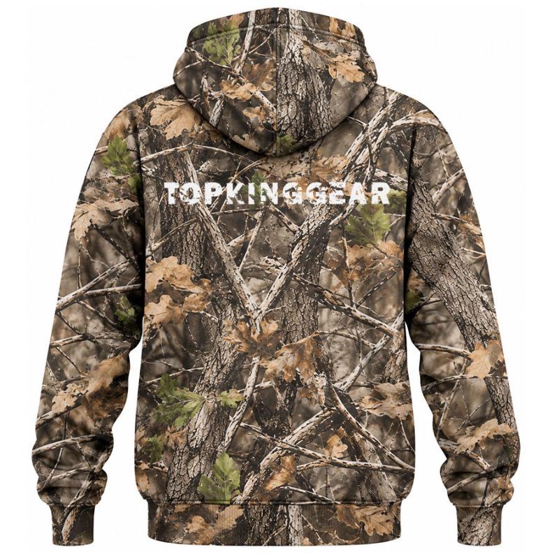 TOPKINGGEAR Men's Woodland Camo Hunting Zip-Up Hoodie - TKG-HD-4387