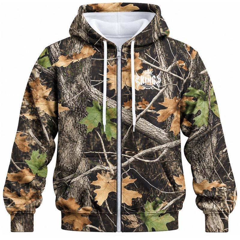 TOPKINGGEAR Hunter Pro Woodland Camo Zip Hoodie - TKG-HD-4388