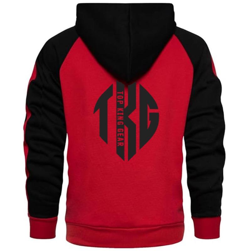 TOPKINGGEAR Men's Contrast Raglan Panel Zip-Up Hoodie - TKG-HD-4441