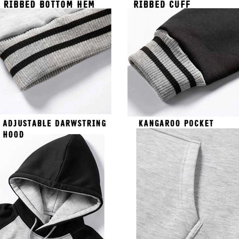 TOPKINGGEAR Men's Contrast Color Raglan Sleeve Hoodie - TKG-HD-4389