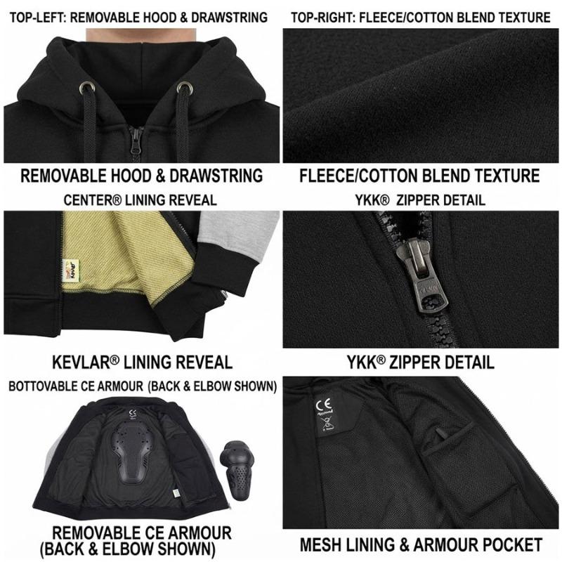 TOP KING GEAR Custom Motorcycle Kevlar Hoodie With Protectors - TKG-PKH-2