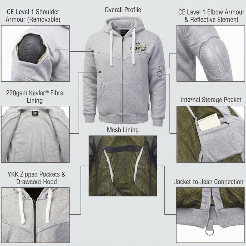 TOP KING GEAR New Design Kevlar Motorcycle Protective Hoodie - TKG-PKH-10