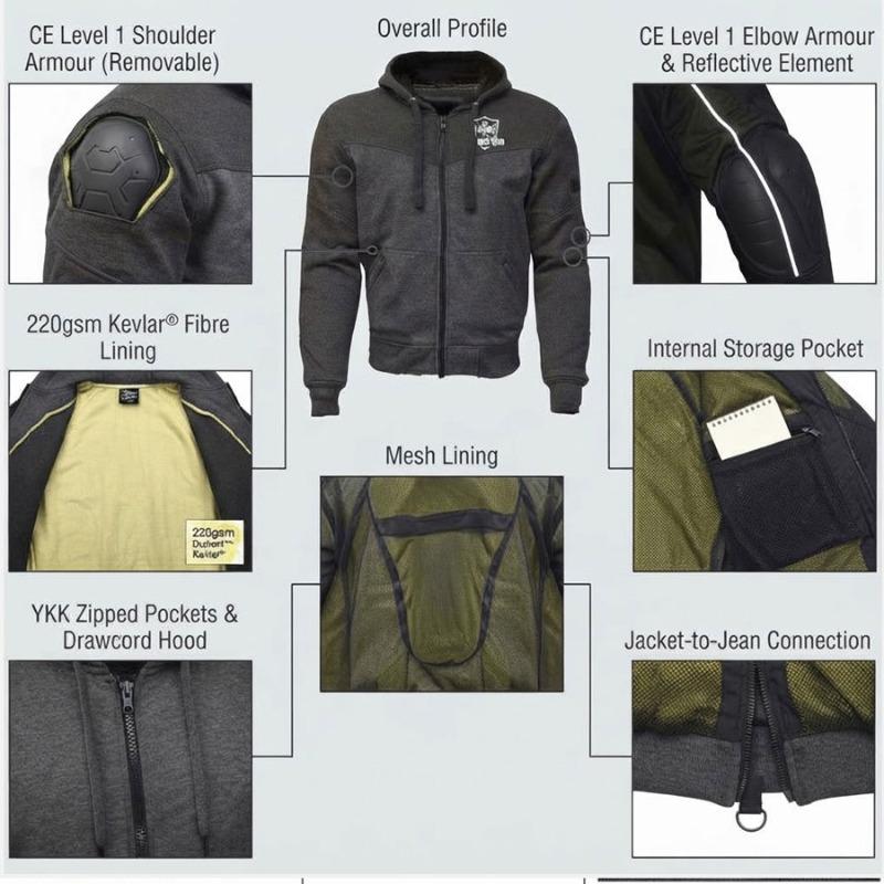 TOP KING GEAR New Design Kevlar Motorcycle Protective Hoodie - TKG-PKH-10
