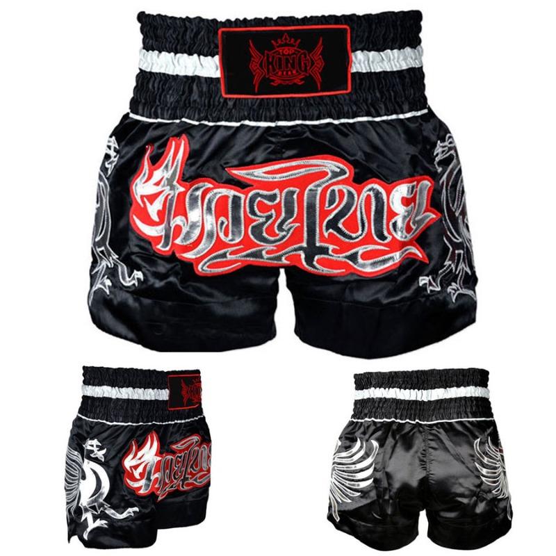Boxing Muay Thai Shorts - Red Tribal Thai Script Satin Fight Shorts-TKG-BTS-6503