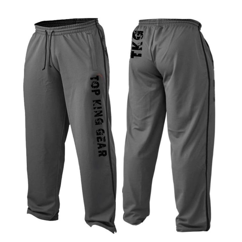 Men Contrast Sides Taping Mesh Pant-Pro Bodybuilder Loose Mesh Pant-TKG-MGMP-1808