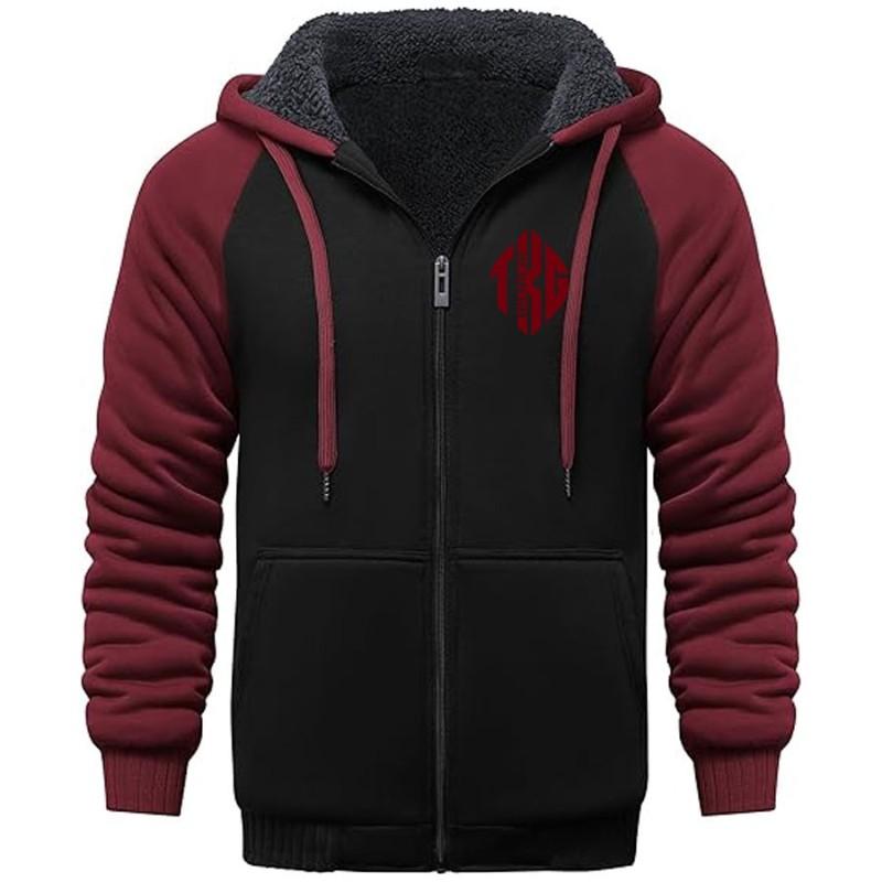 TOP KING GEAR Premium Sherpa Lined Fleece Full Zip Hooded Winter Jacket