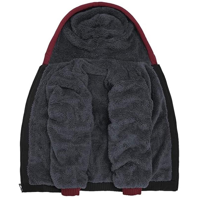 TOP KING GEAR Premium Sherpa Lined Fleece Full Zip Hooded Winter Jacket