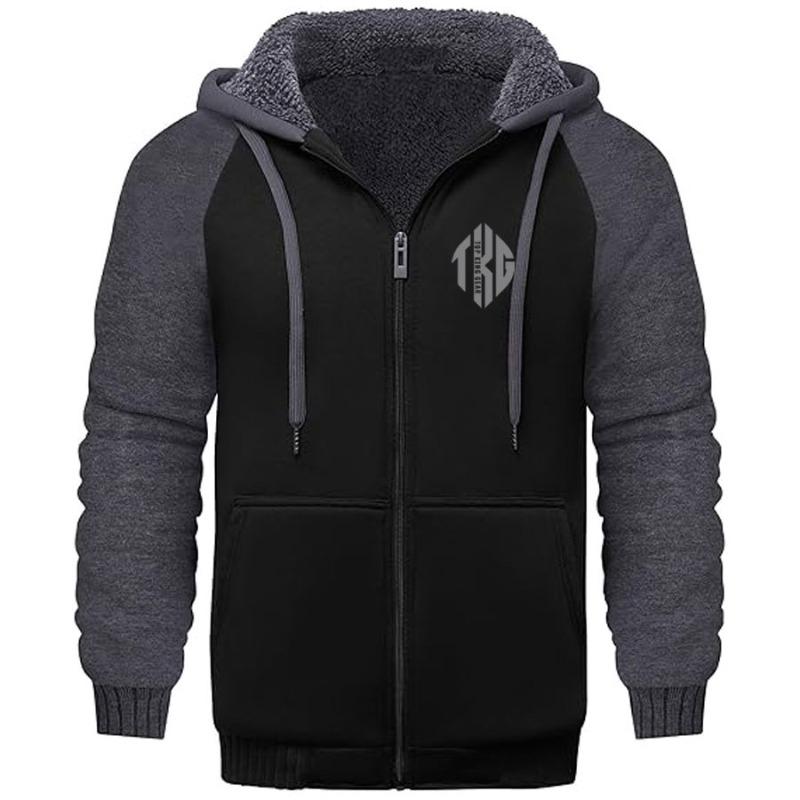 TOP KING GEAR Premium Sherpa Lined Fleece Full Zip Hooded Winter Jacket