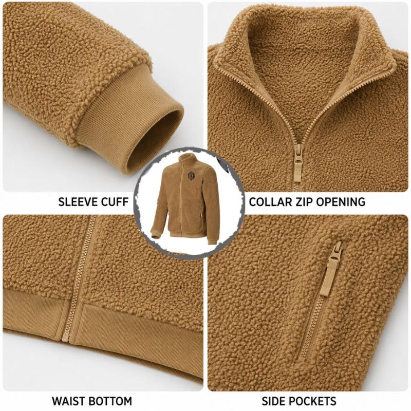 TOP KING GEAR Premium Heavyweight Sherpa Fleece Stand Collar Zip-Up Jacket TKG-SFJ-8