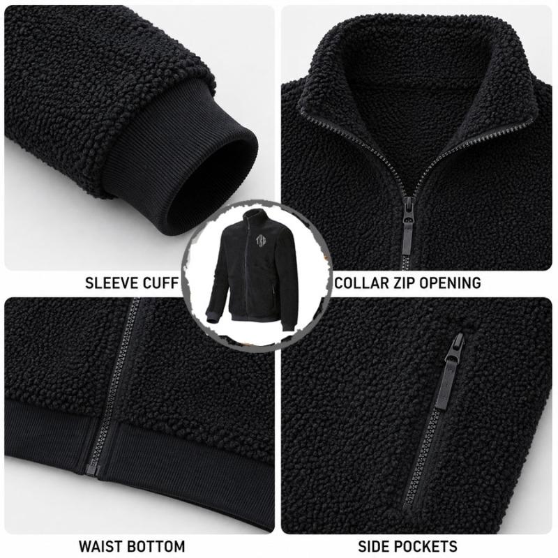 TOP KING GEAR Premium Heavyweight Sherpa Fleece Stand Collar Zip-Up Jacket TKG-SFJ-8