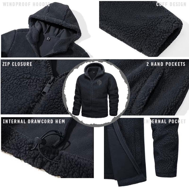 TOP KING GEAR Heavyweight Sherpa Lined Casual Full Zip Hooded Jacket TKG-SFJ-7