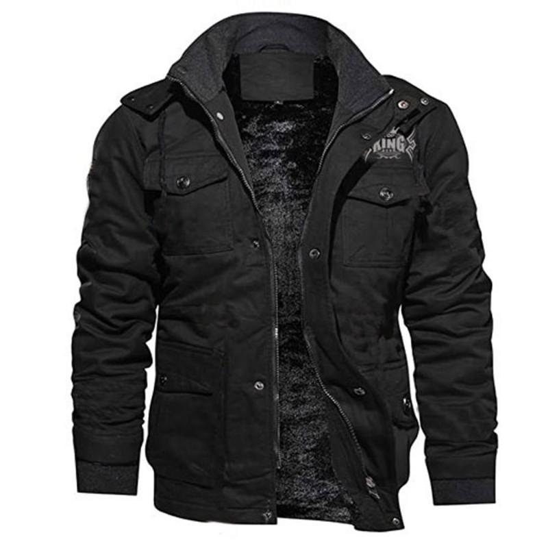 TOP KING GEAR Casual Winter Denim Jean Cargo Hooded Jacket
