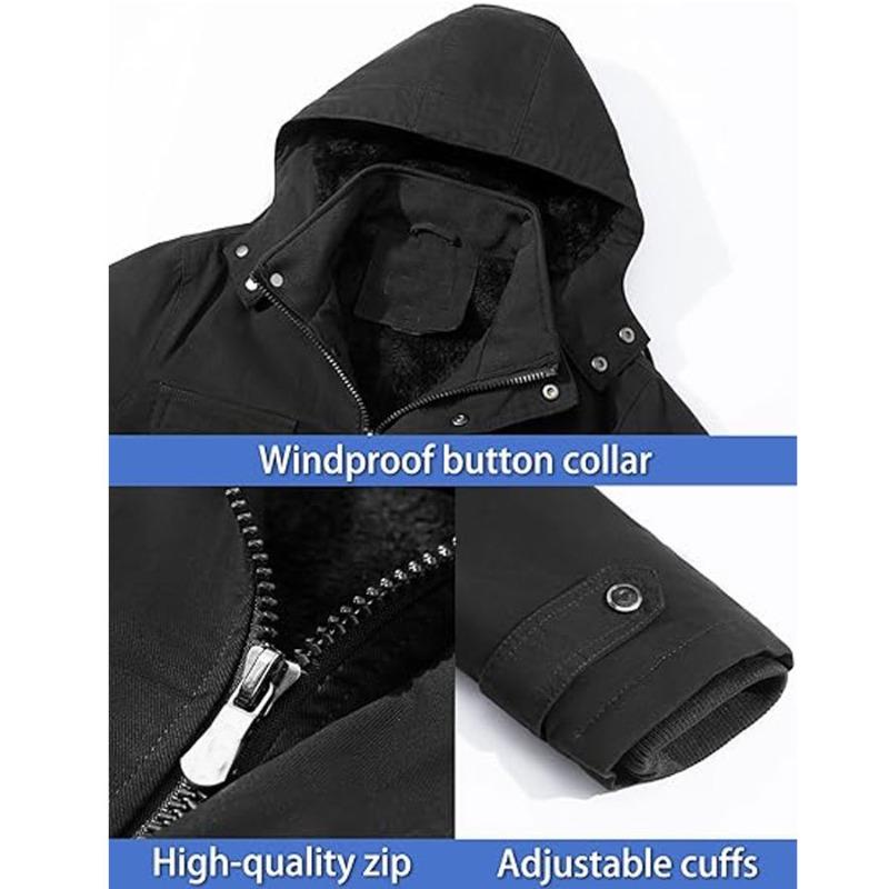 TOP KING GEAR Casual Winter Denim Jean Cargo Hooded Jacket