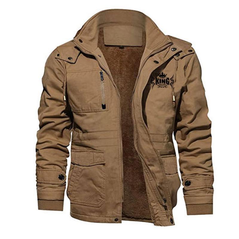 TOP KING GEAR Casual Winter Denim Jean Cargo Hooded Jacket