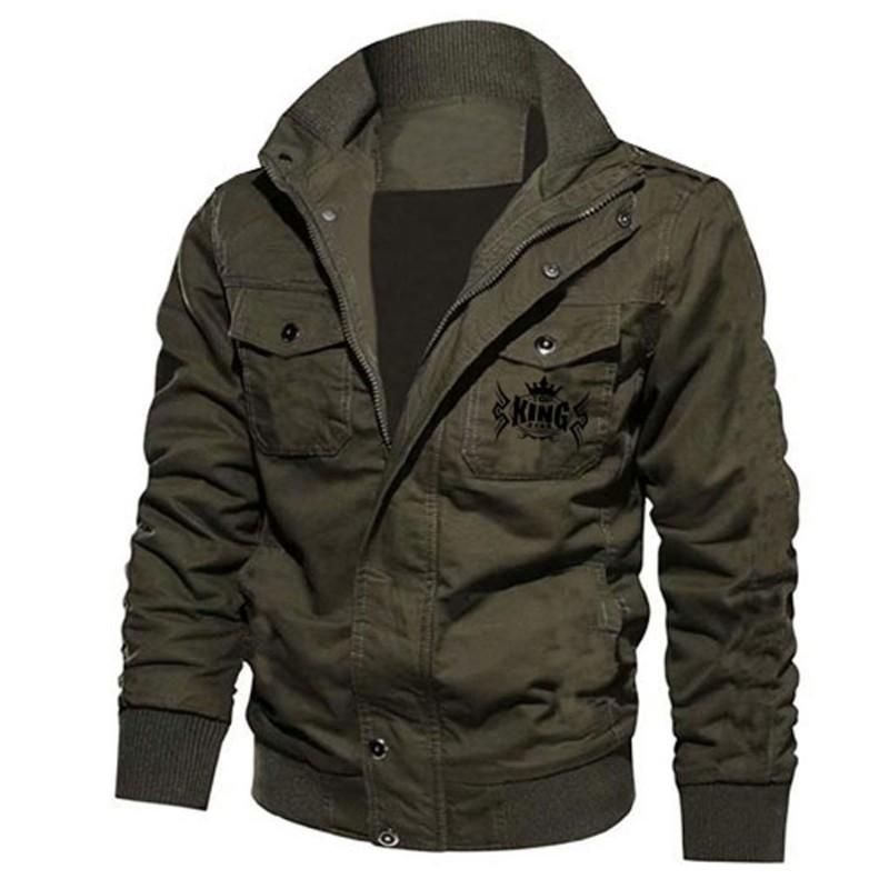 TOP KING GEAR Men's Military Denim Jean Cargo Bomber Jacket