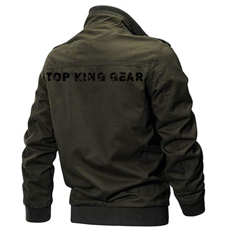 TOP KING GEAR Men's Military Denim Jean Cargo Bomber Jacket