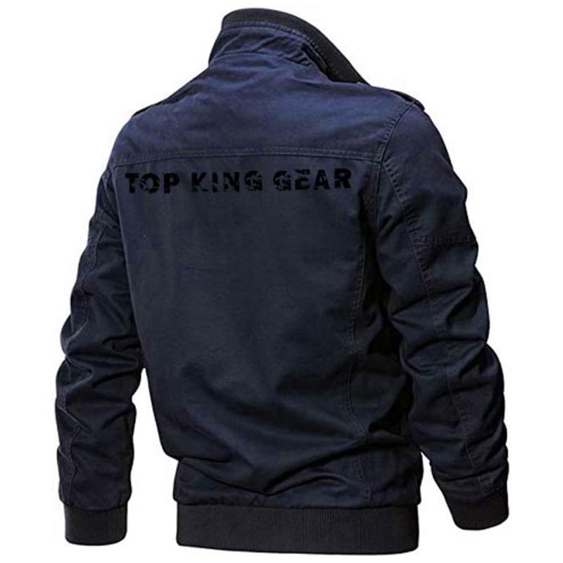 TOP KING GEAR Men's Military Denim Jean Cargo Bomber Jacket