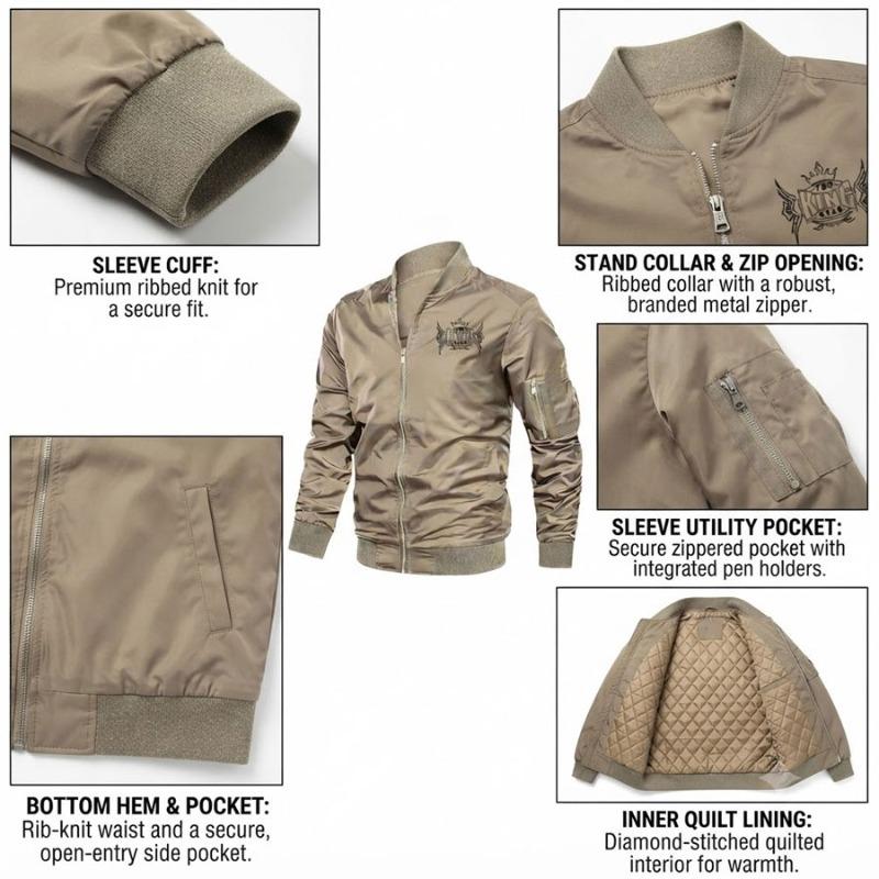 TOP KING GEAR Men's Casual Fashion Bomber Jacket