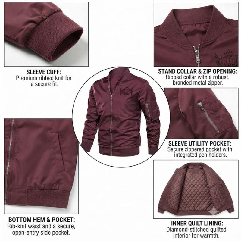 TOP KING GEAR Men's Casual Fashion Bomber Jacket