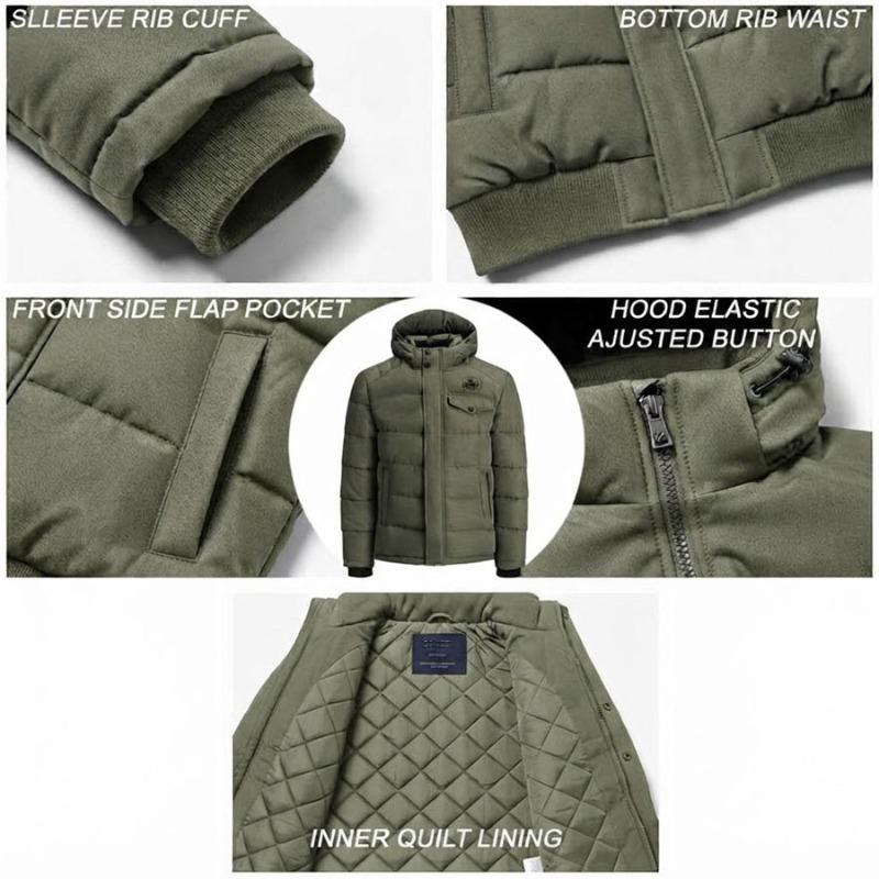 TOP KING GEAR Men's Hooded Quilted Puffer Jacket