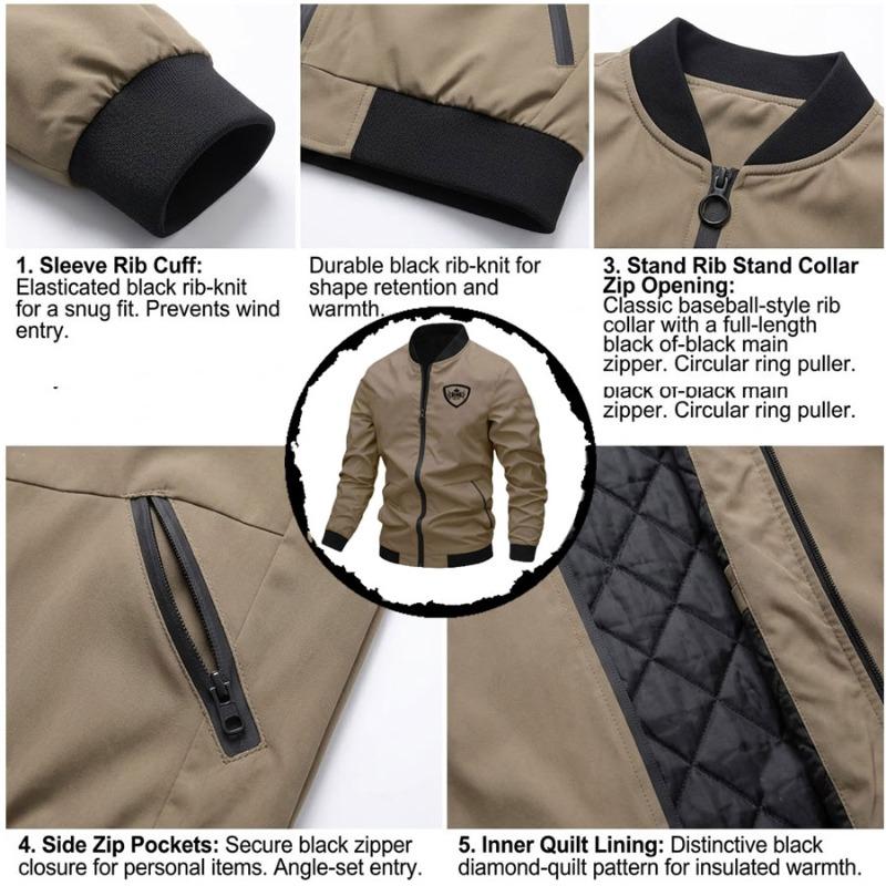 TOP KING GEAR Men's Casual Bomber Jacket